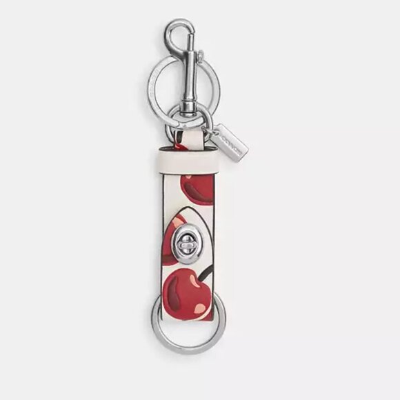 Coach Cherry Bag Charm Leather Trigger Snap Key Ring White Red CZ088 ORIGPKG - Picture 6 of 6